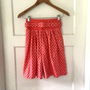 Vintage Britland 90s coral pink floral skort Shorts size S high waisted belt